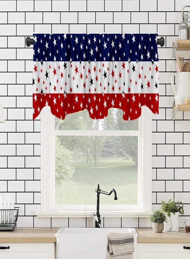 DOTOOMA 54x18 Inches Farm Independence Day Red White Blue Window Treatment Valance 4th of July Retro Kitchen Dining Room Polyester Fabric Decorations Supplies - Image 5